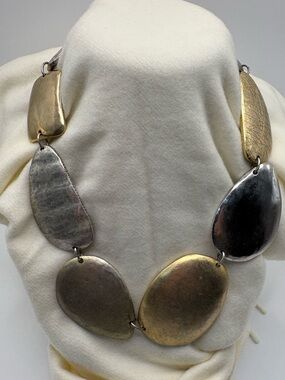 Chico’s Two-Tone Gold and Silver Statement Necklace 18” L Plus 4” Extender.